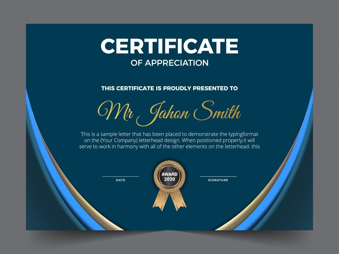 Free Certificate Of Appreciation Award Template 