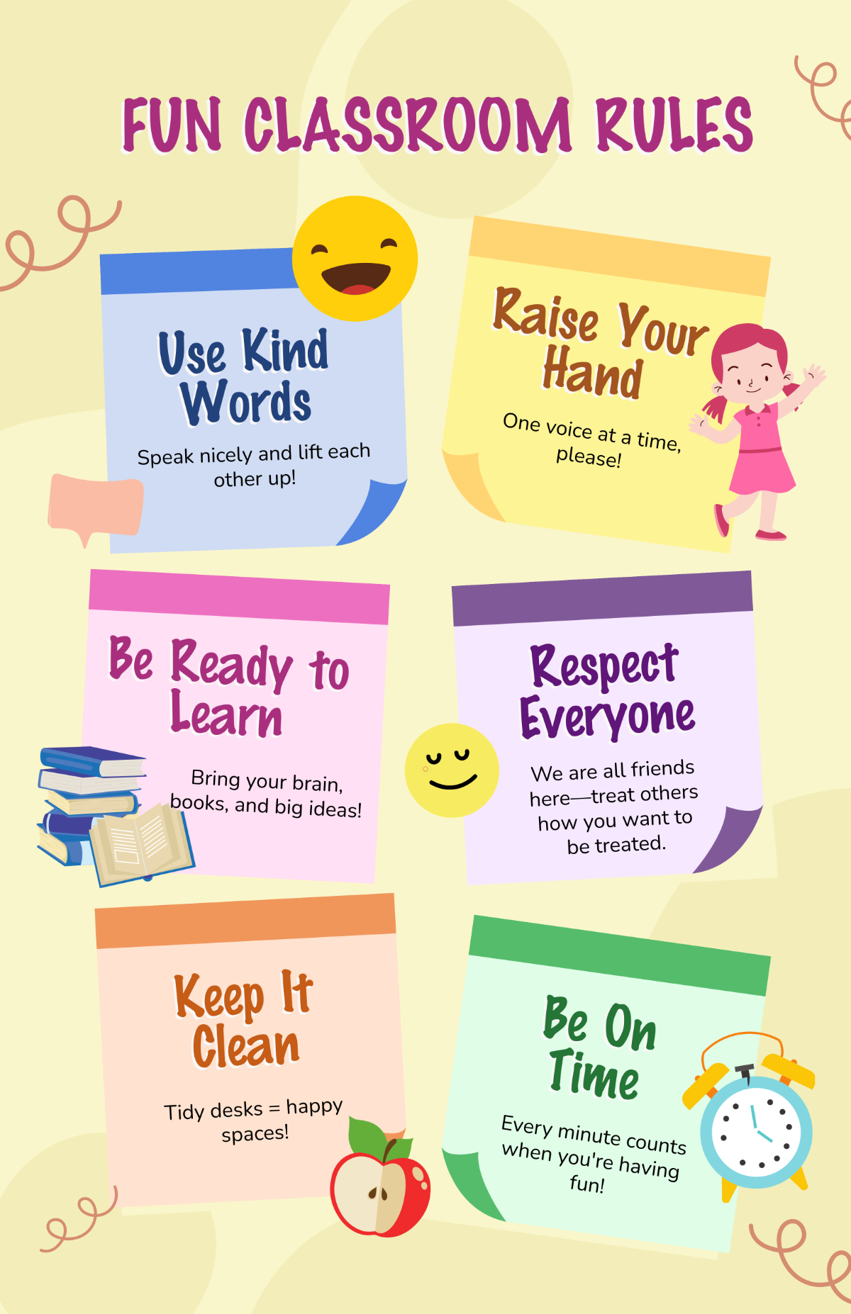 Free Colorful Fun Classroom Rules Poster Template To Edit Online