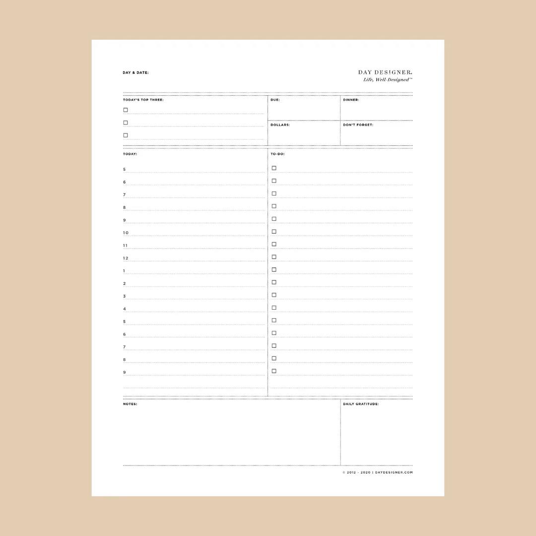 Free Daily Planner Page Printable Day Designer