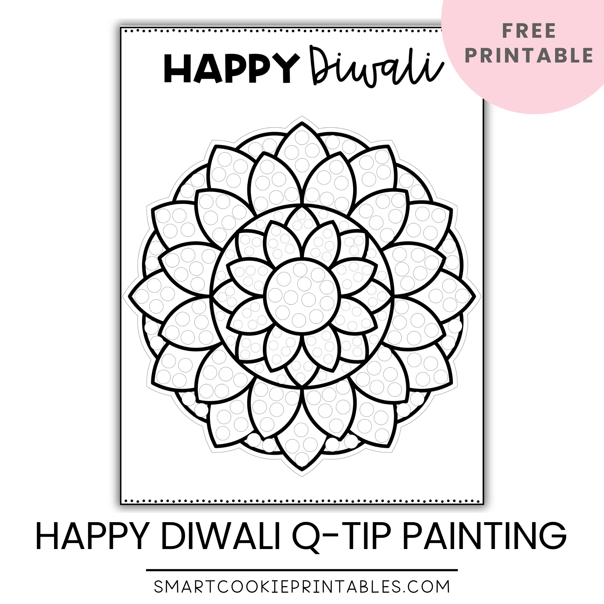 Free Diwali Rangoli Q Tip Painting Printable Craft Smart Cookie 