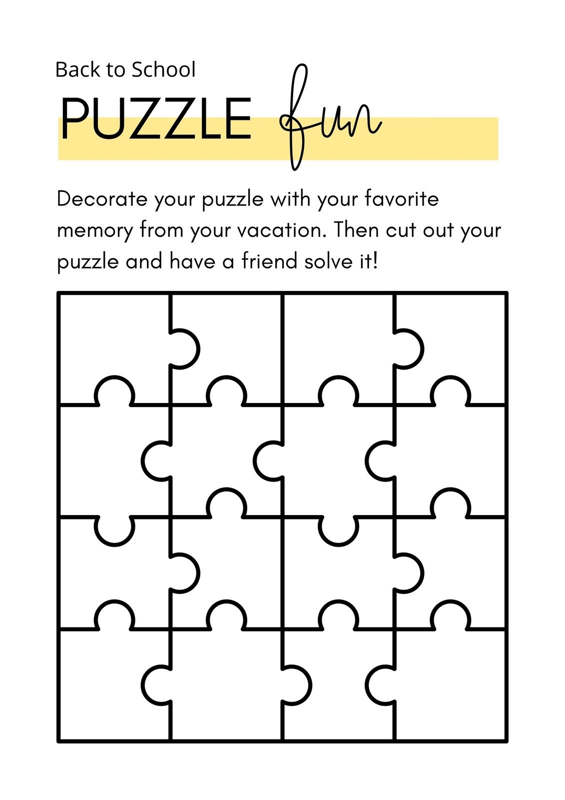 Editable Printable Puzzle Template
