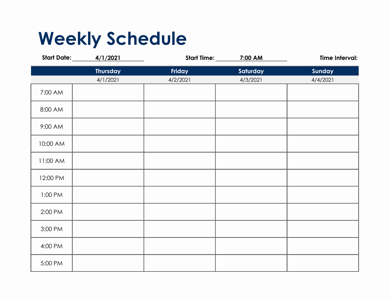 Free Excel Schedule Templates