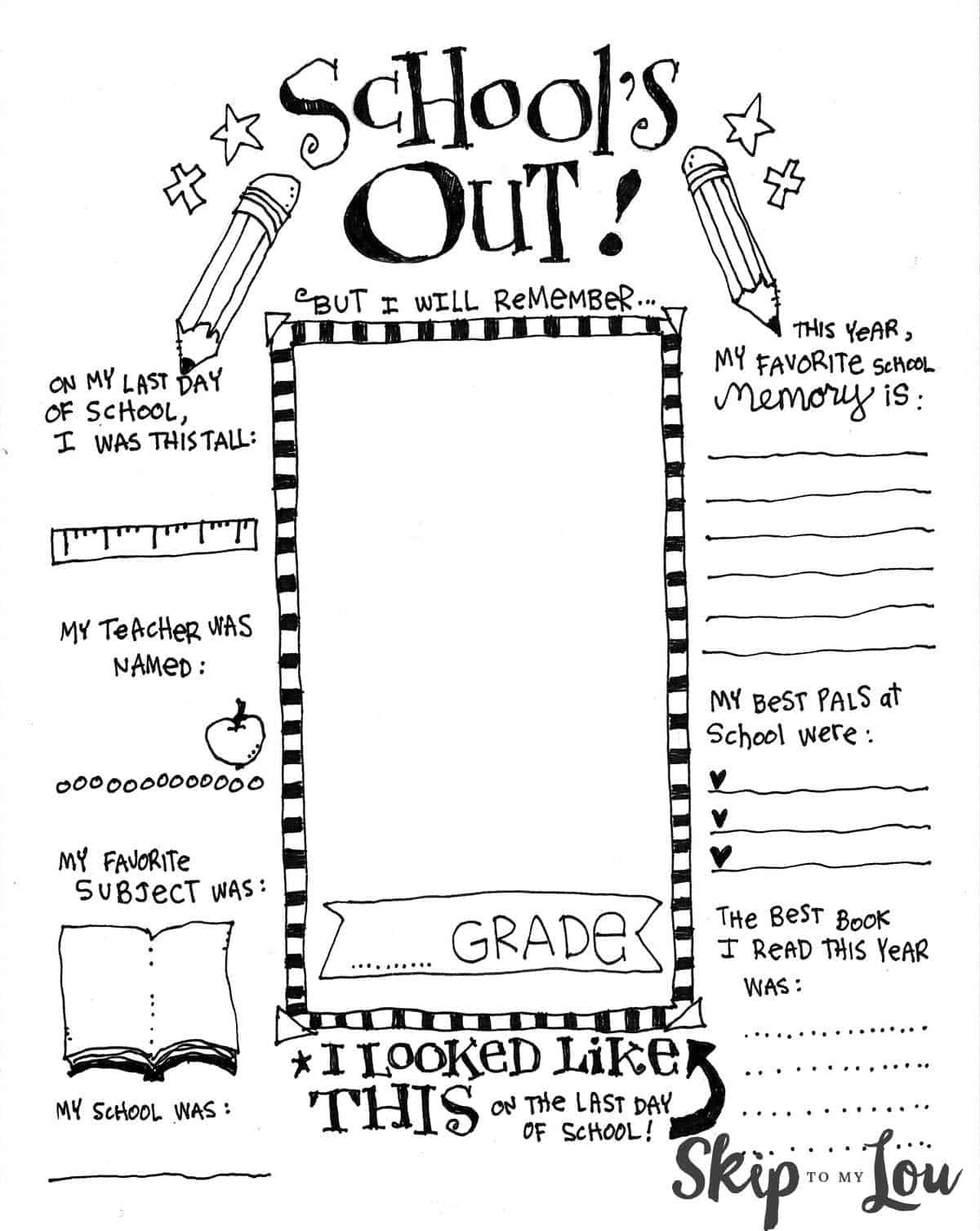Free Last Day of School Printables Worksheets Library