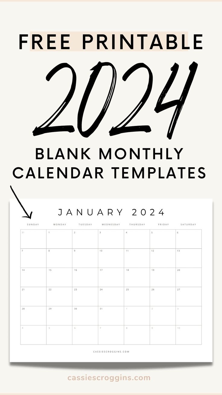 Free Printable 2024 Blank Calendar Templates All 12 Months 