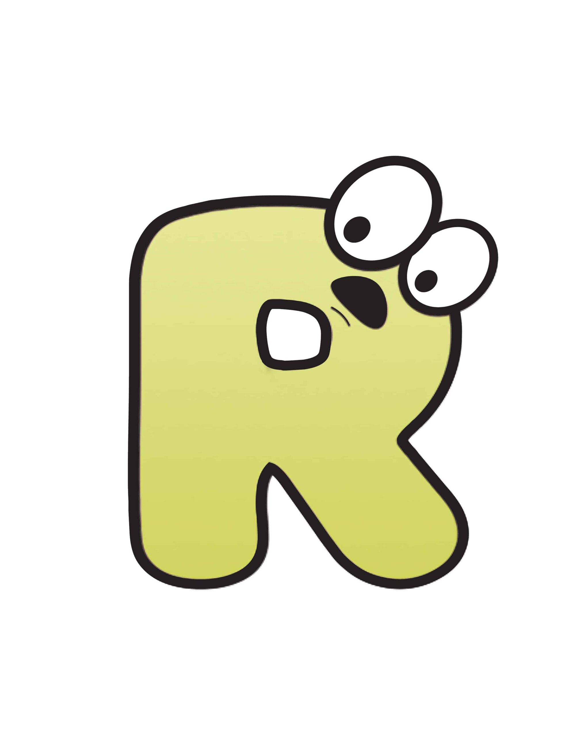 Free Printable Alphabet Letters Colorful Cartoon Letter R