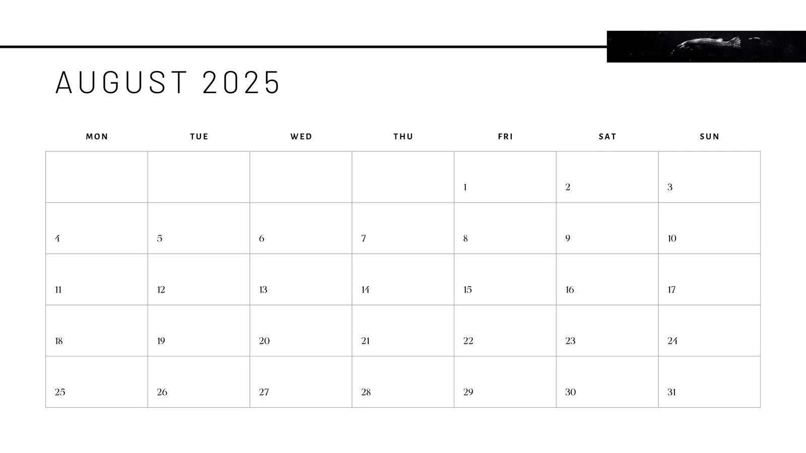 Blank Printable Calendar August