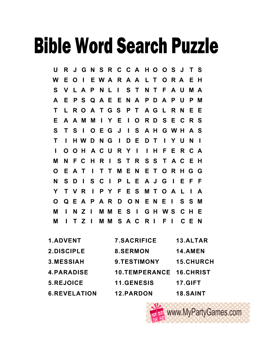 Christian Word Search Puzzles Printable