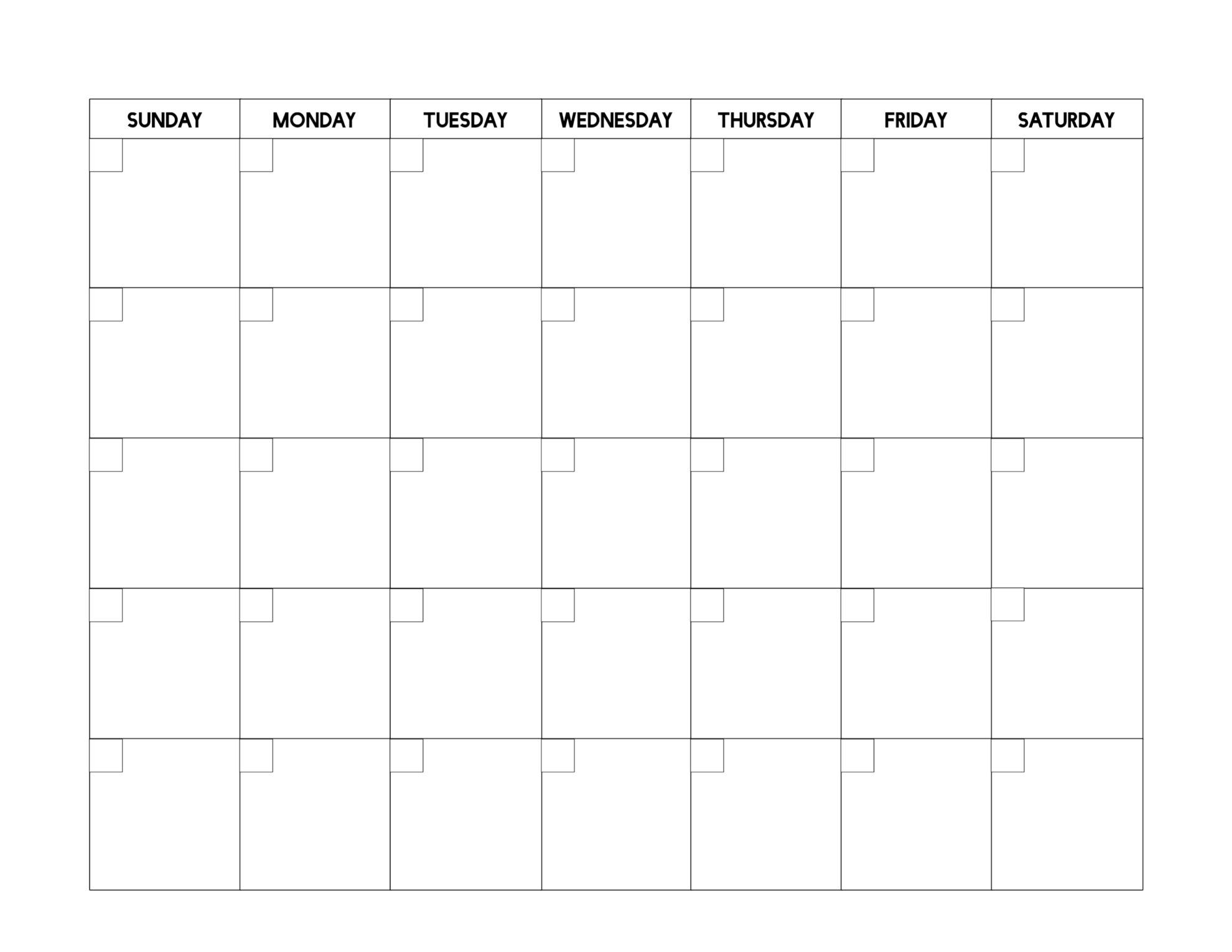 Blank Calendar Printables