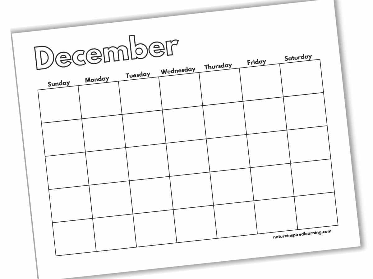Printable December Calendar For Kids