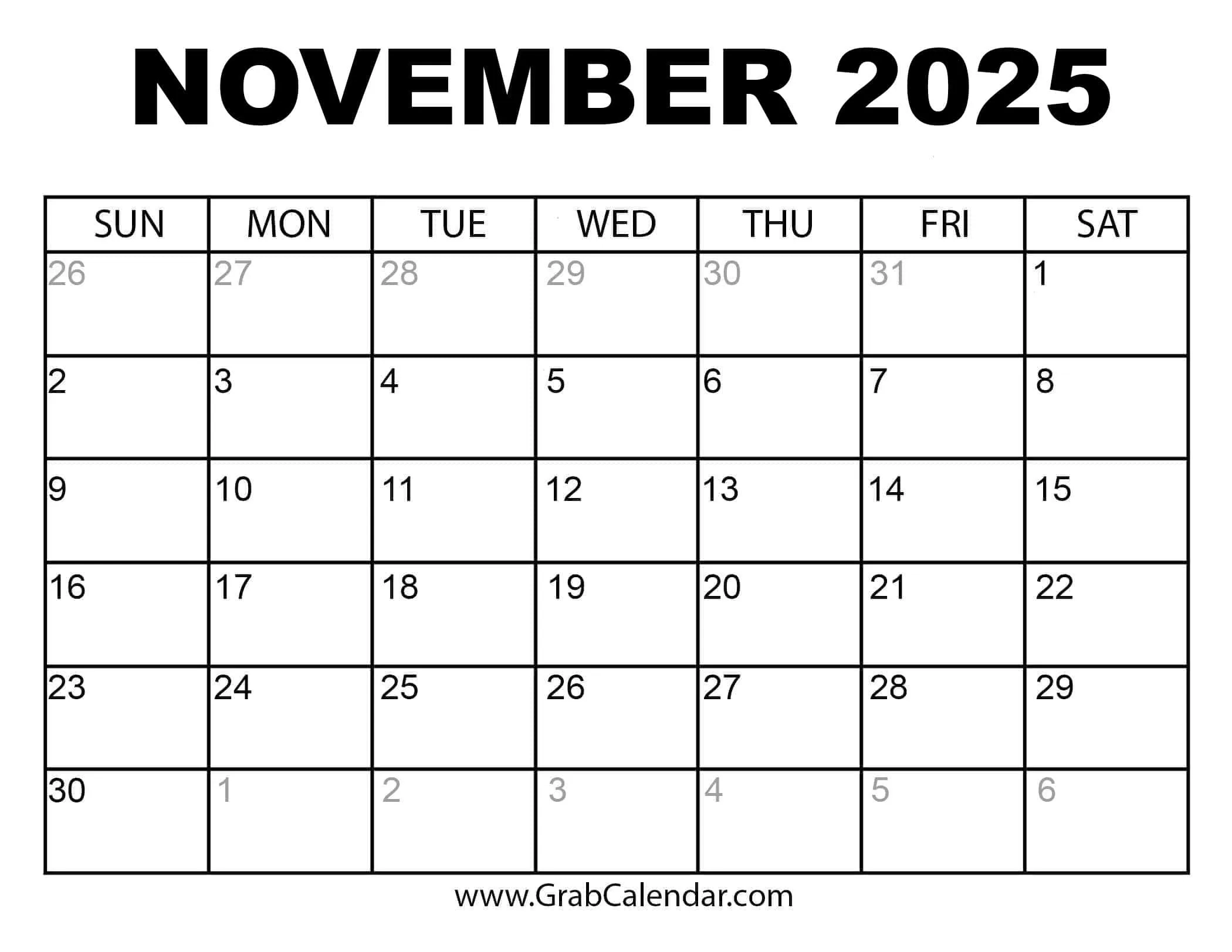 Free Printable Calendar 2025 Grab Calendar