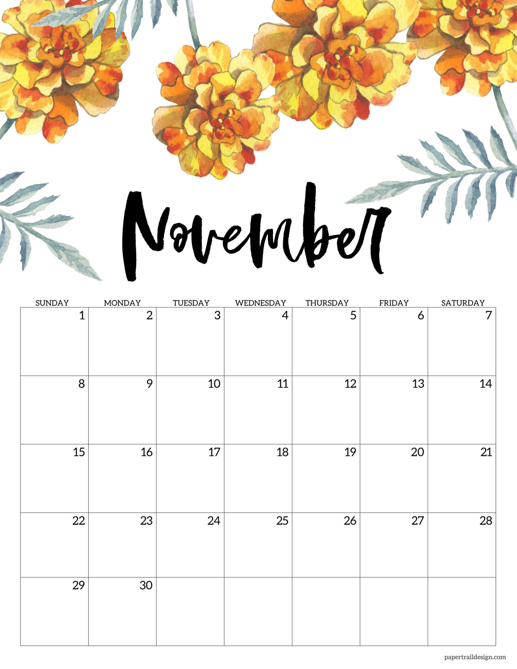 Printable November 2026 Calendar Baby Announcement