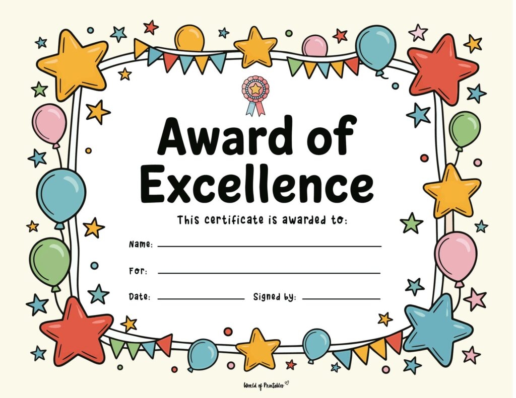 Editable Free Printable Kindergarten Certificate Templates