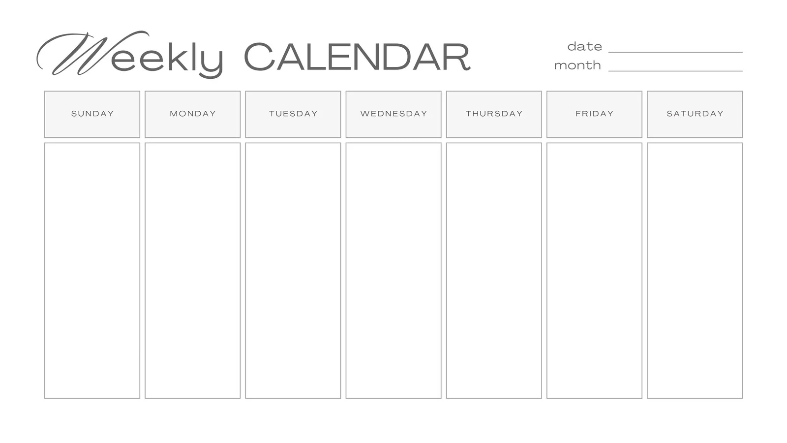 Printable Calendar Template Blank