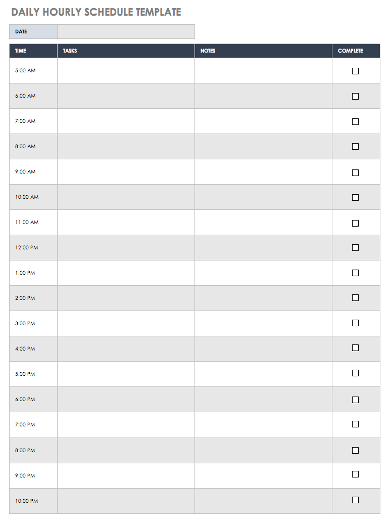Free Printable Blank Daily Calendar