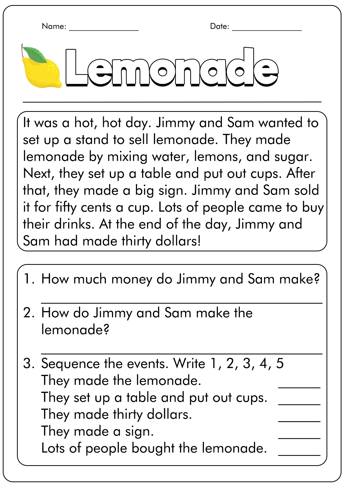 Free Printable First Grade Reading Worksheet Download Free 