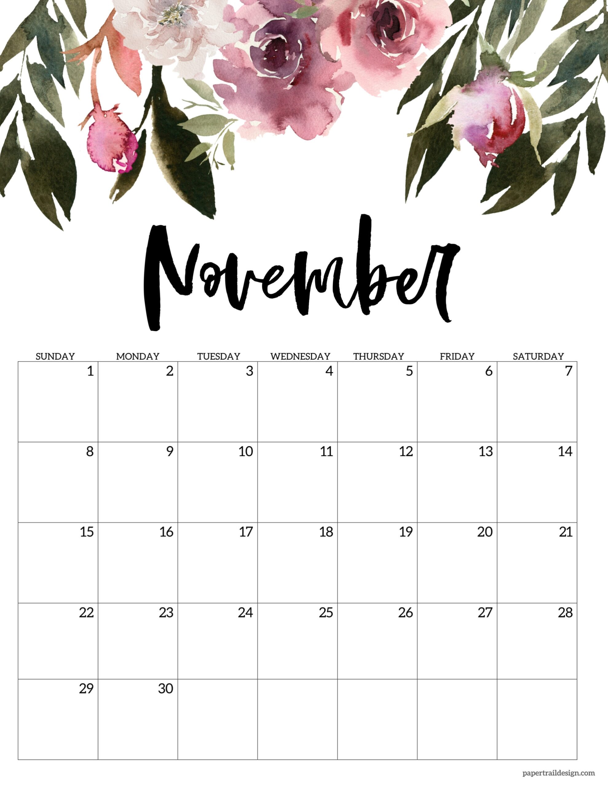 Cute November 2026 Printable Calendar