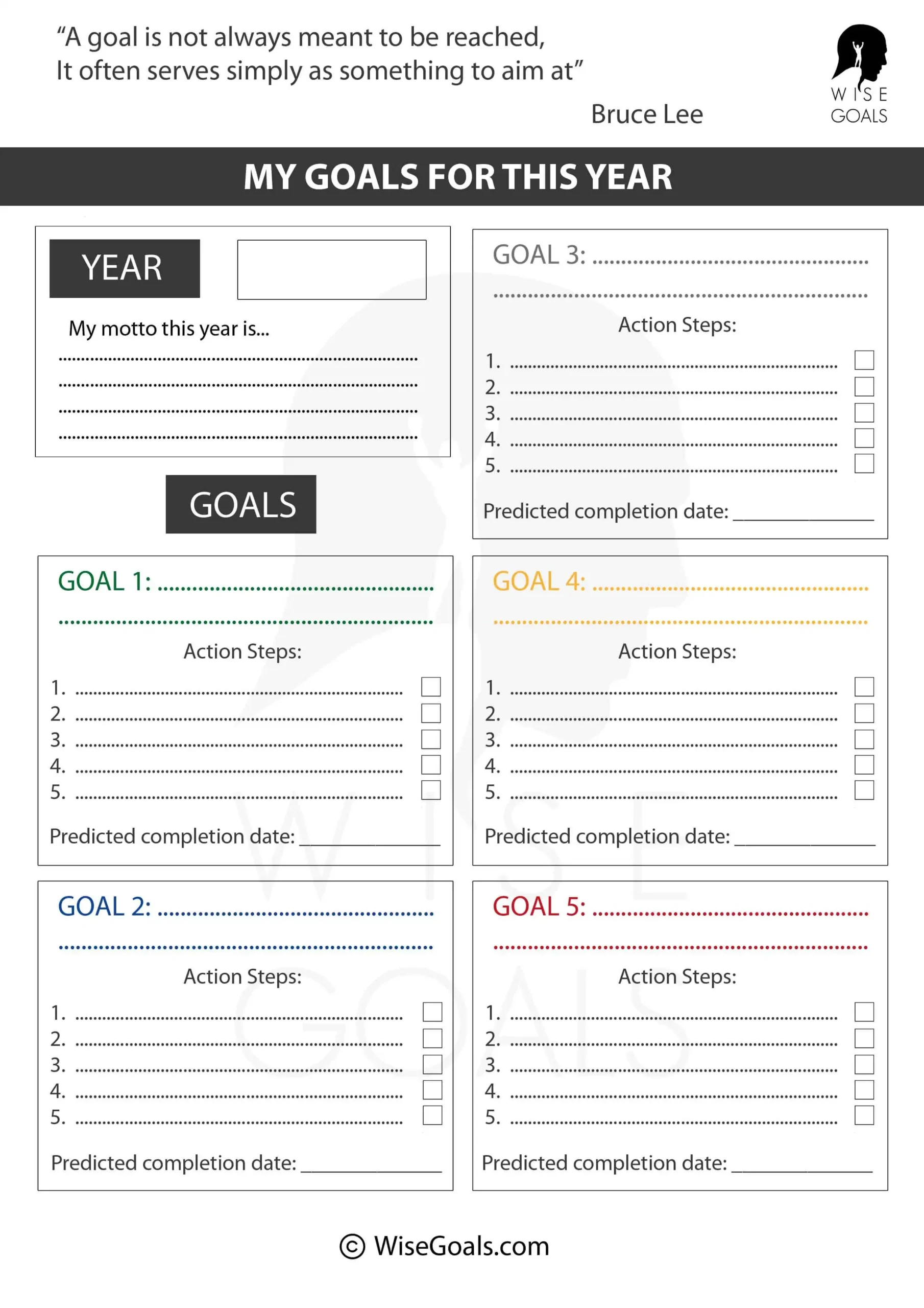 Free Printable Goal Setting Worksheet Printable Party Favors