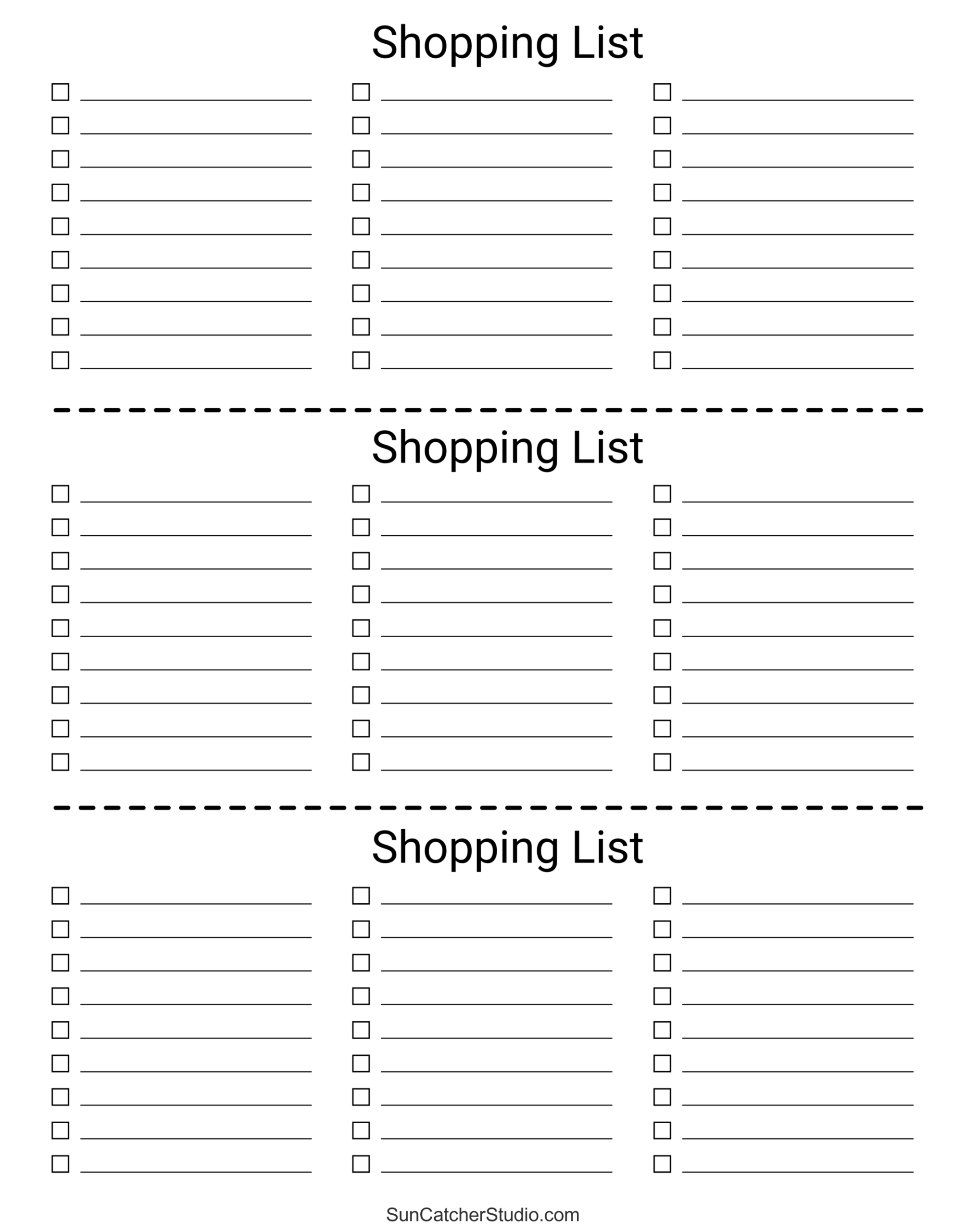 Printable Grocery List Template Free