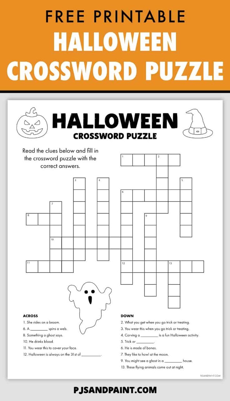 Halloween Crossword Puzzles For Printable