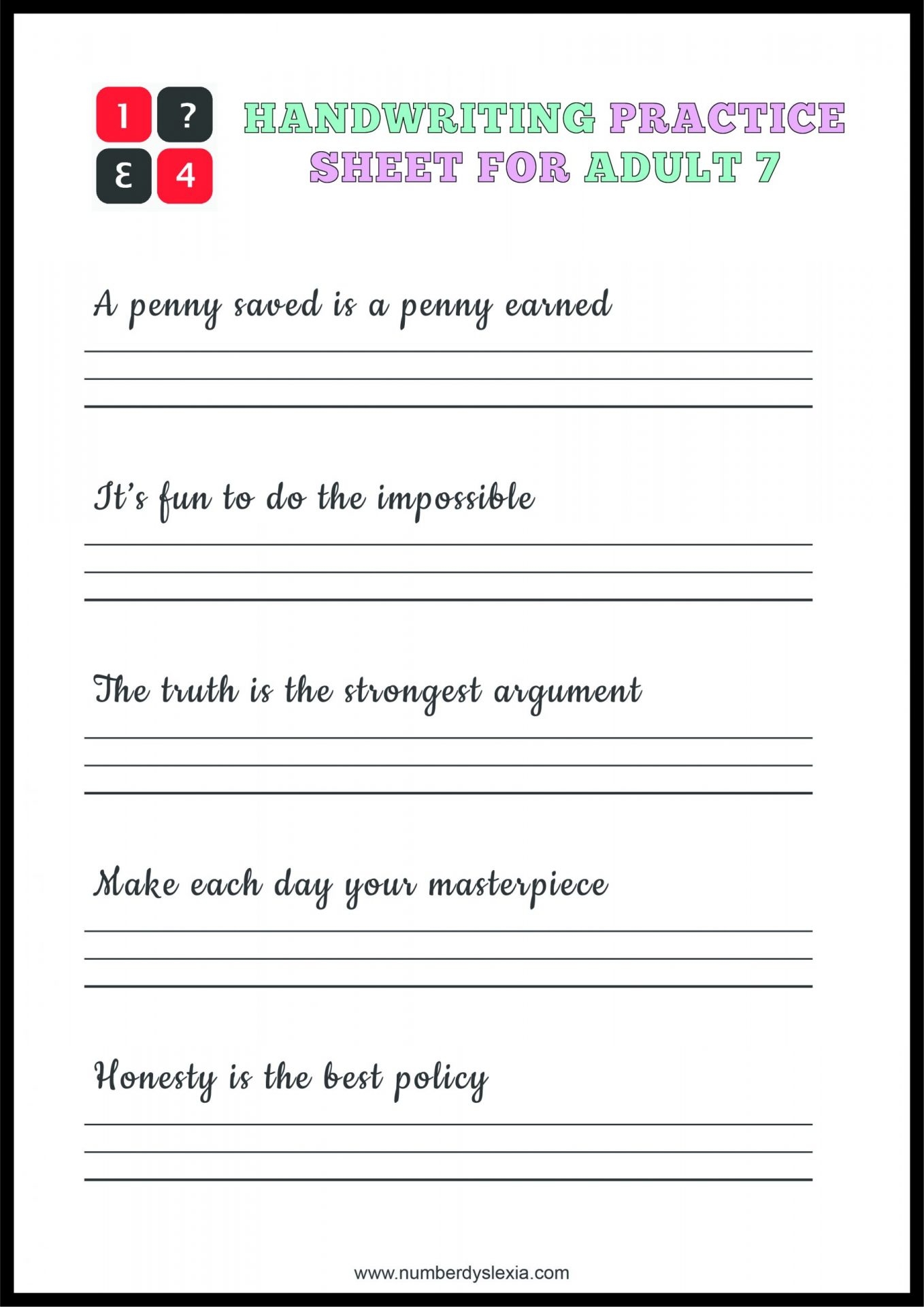 Handwriting Worksheets Printable