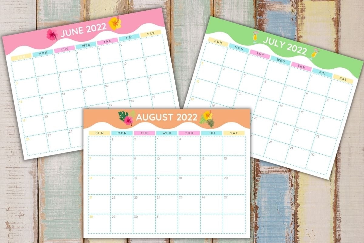 Free Summer Calendar Blank Printable