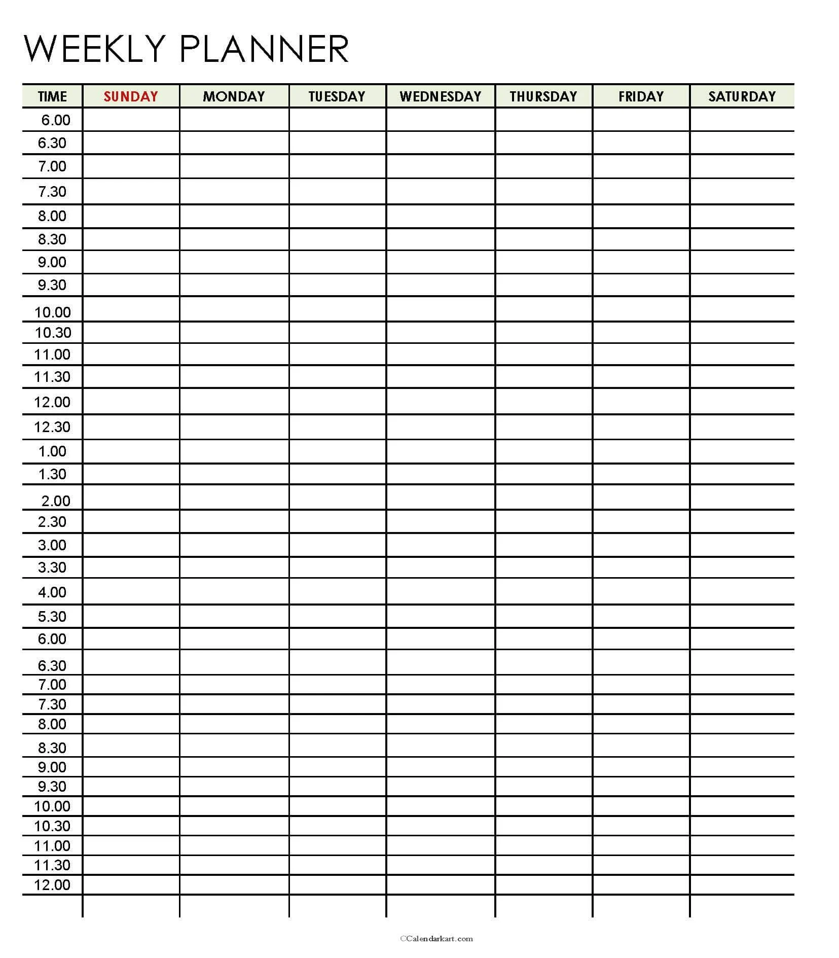 Free Printable Weekly Planner Templates CalendarKart