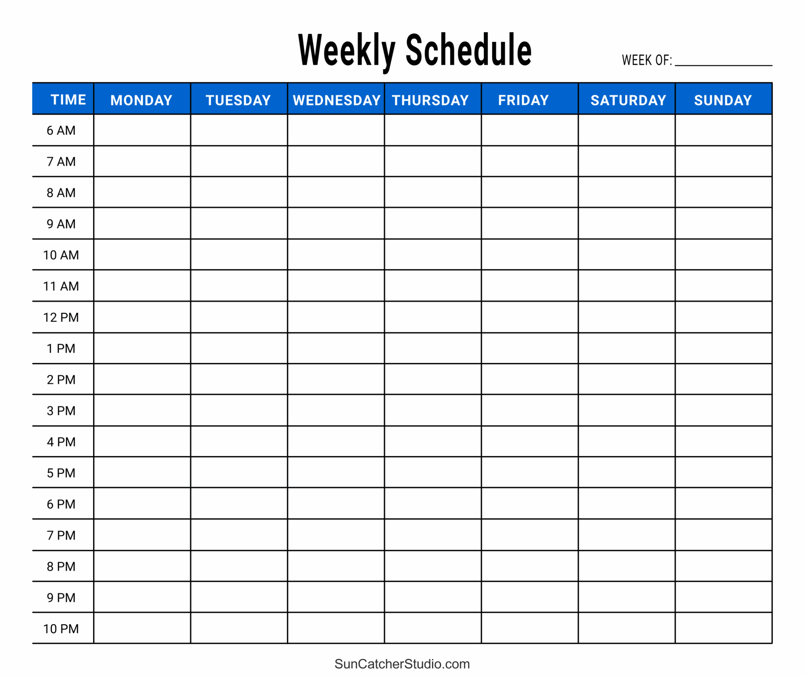 Weekly Schedule Template Printable