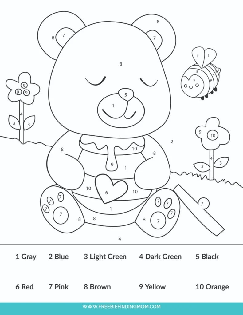 Free Printable Easy Color By Number Worksheets For Kindergarten