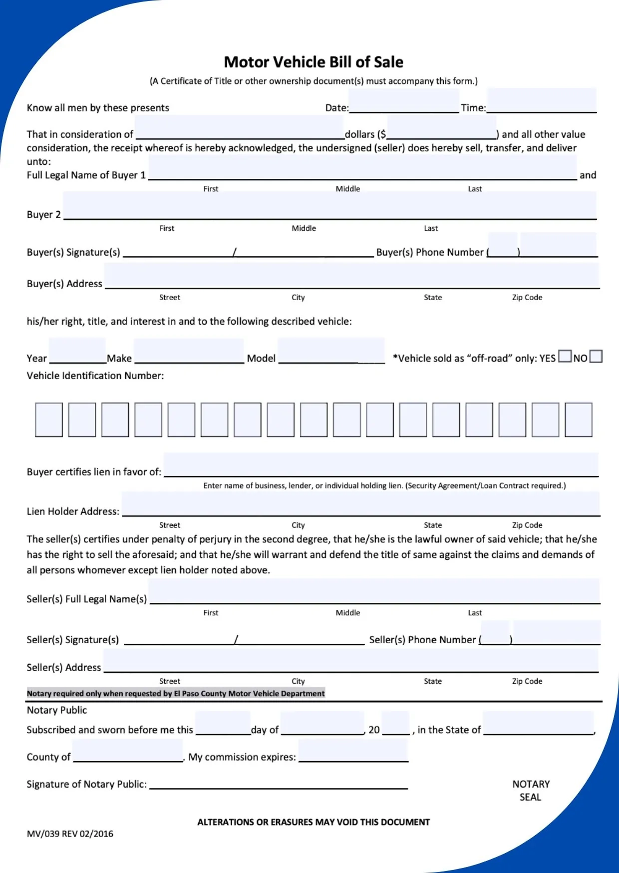 Free Vehicle Bill Of Sale Texas Form Templates PDF Bill Of 