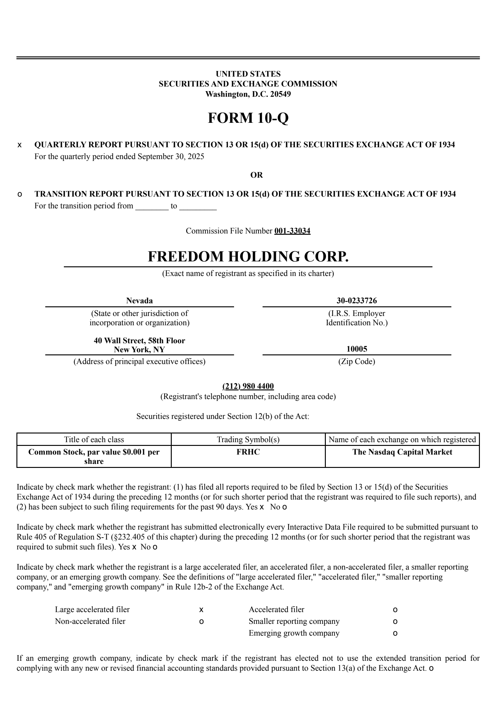 FRHC Q2 2026 Earnings Report On 11 7 2025
