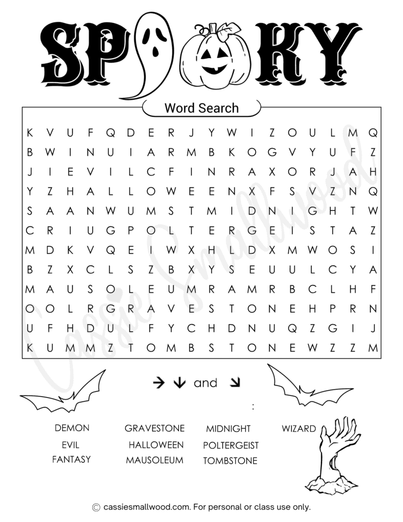 Free Printable Halloween Word Search Puzzles