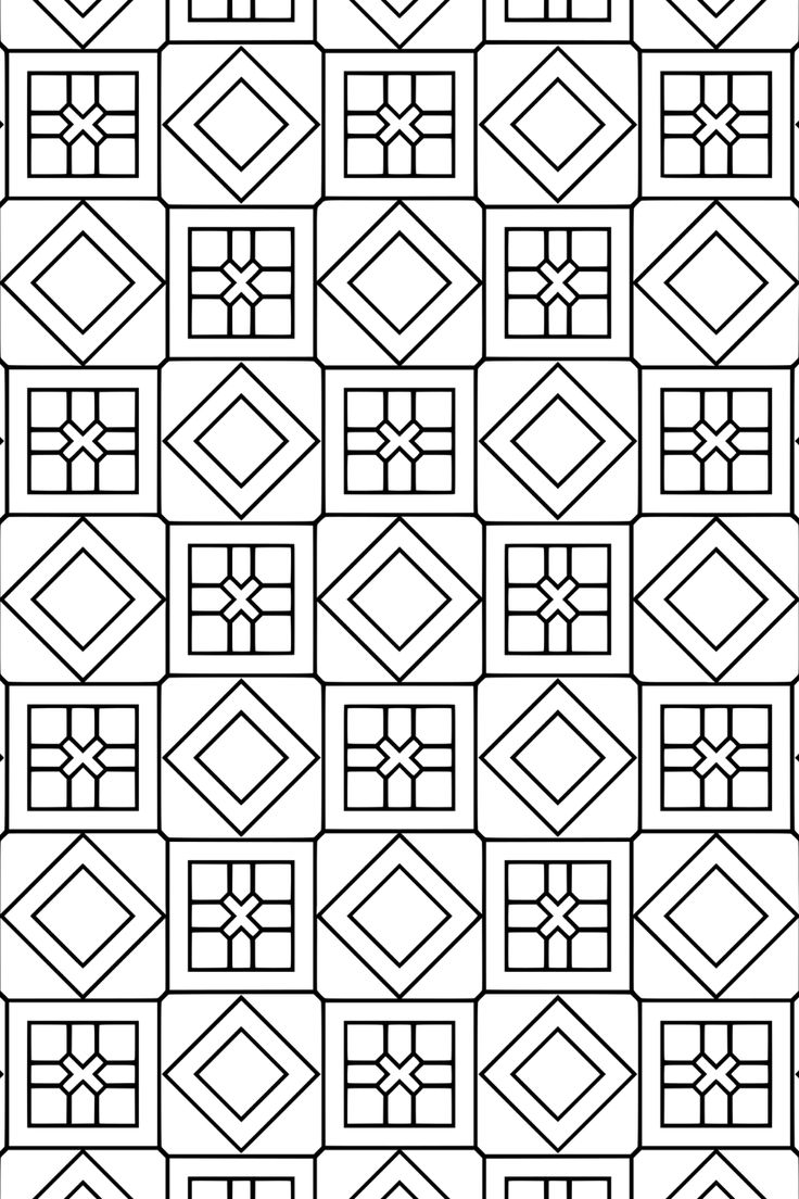 Fun Geometric Tile Design Relaxing Patterns Adult Coloring Book