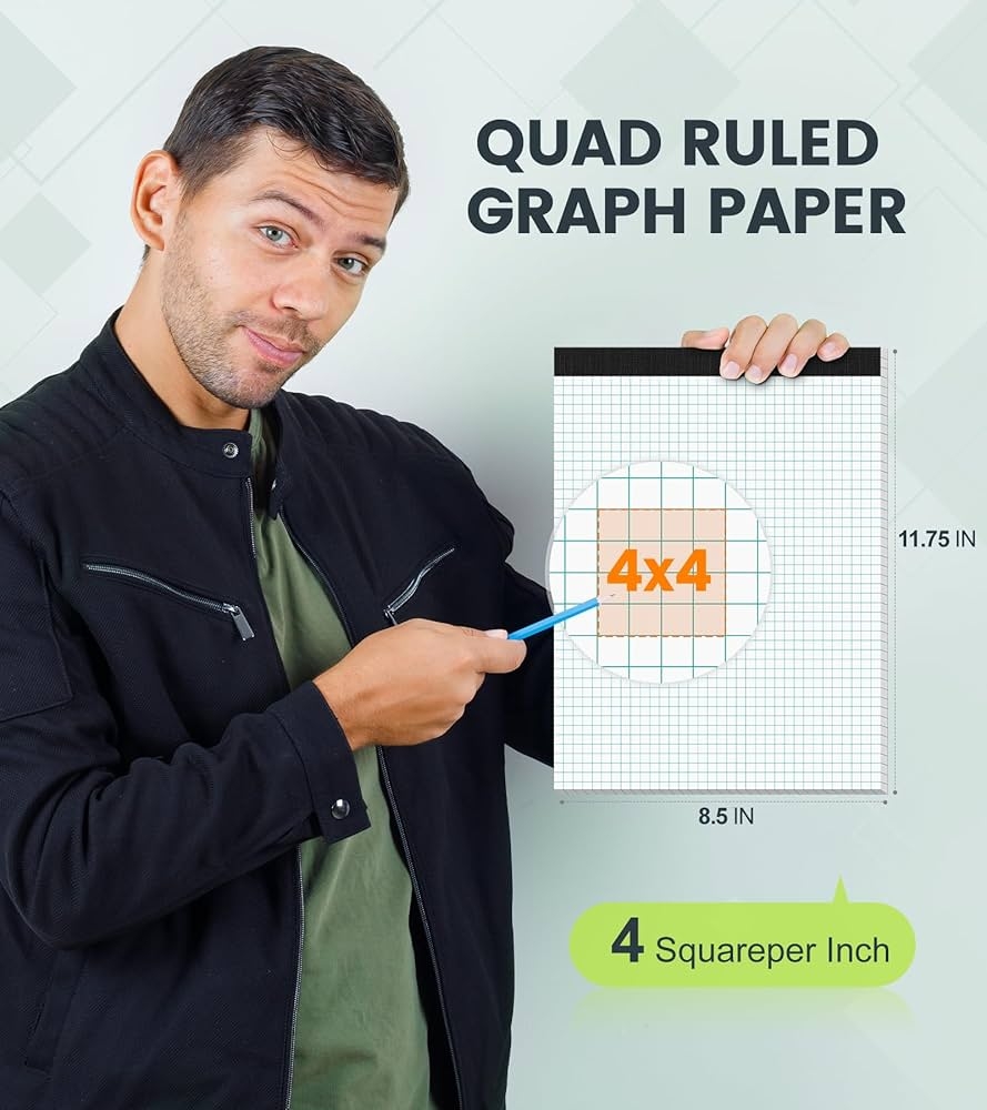 Graphing Paper 8 5 X 11 Graph Paper Pad 4x4 Quad Grid Paper 