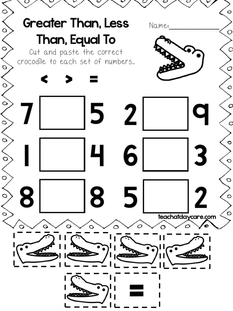 Greater Than Less Than Equal To Cut And Paste PDF Teaching 