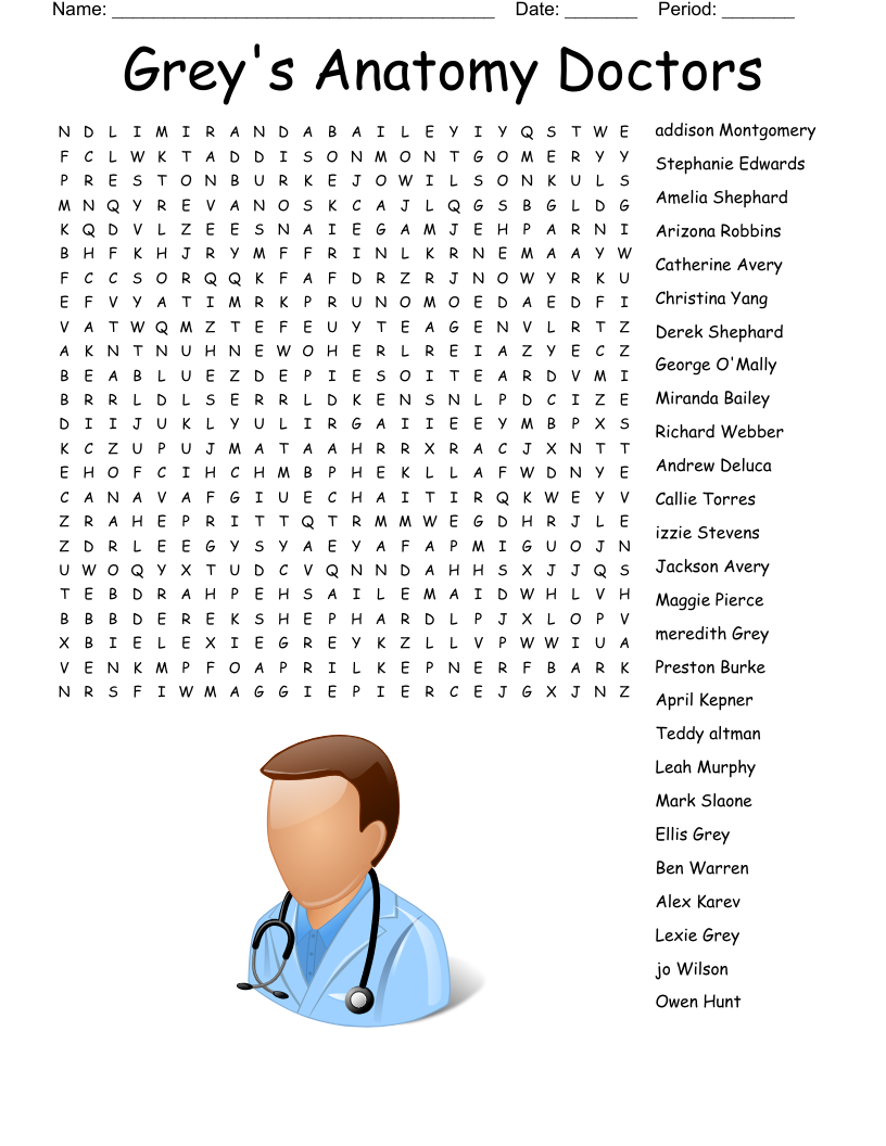 Grey s Anatomy Crossword WordMint
