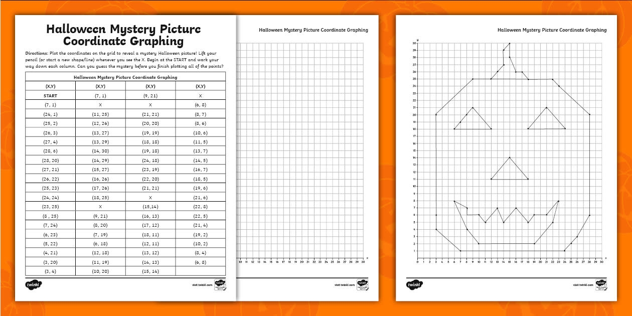 Halloween Coordinate Graphing Mystery Picture Twinkl USA