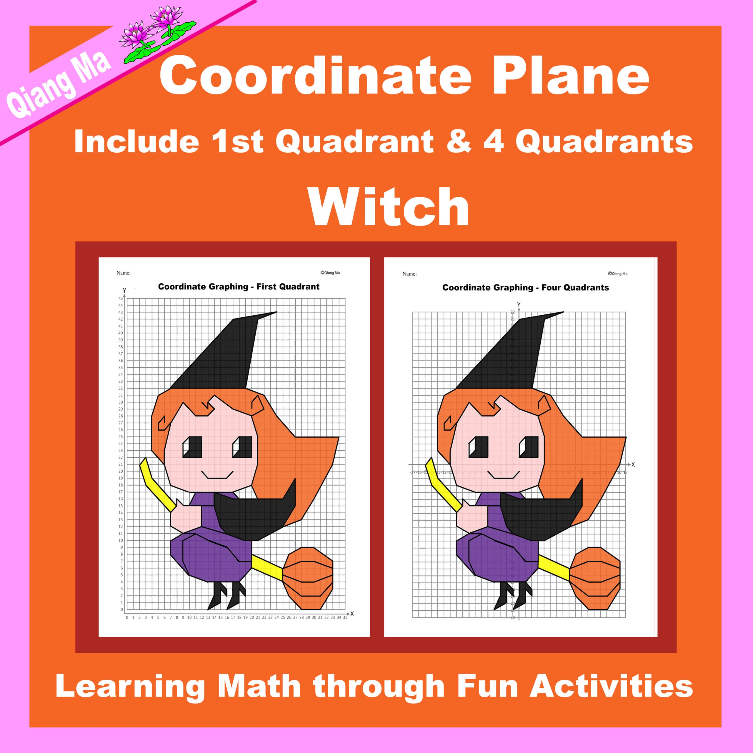 Halloween Coordinate Plane Graphing Picture Witch Made By Teachers