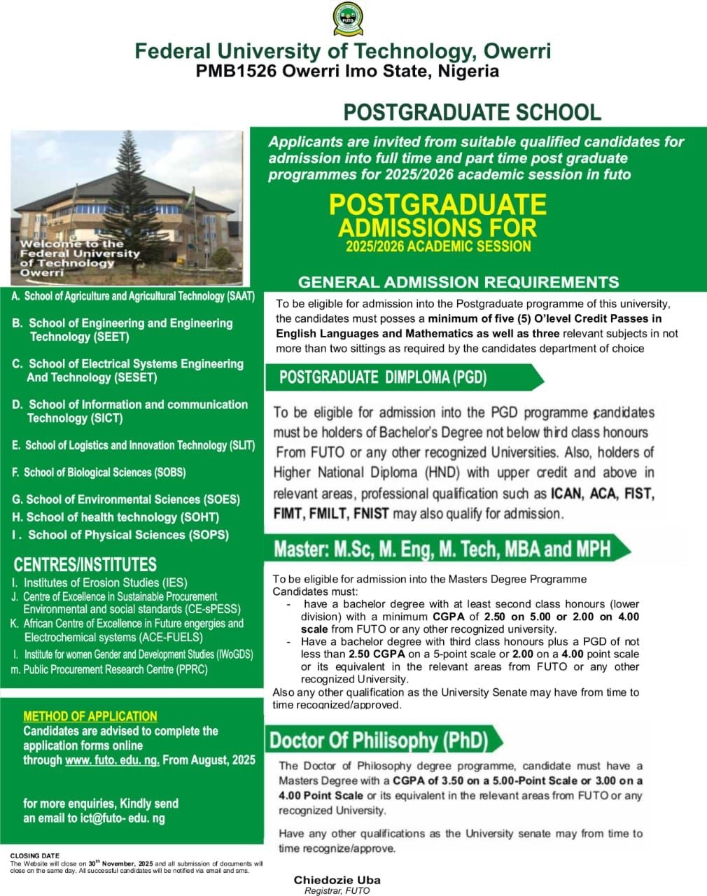 home federal university of technology owerri