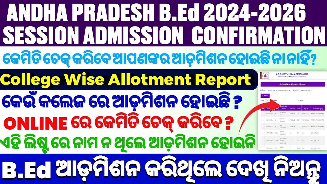 How To Check Andhra B Ed Admission List Andhra Pradesh B Ed Admission Confirmation AndhraBEd