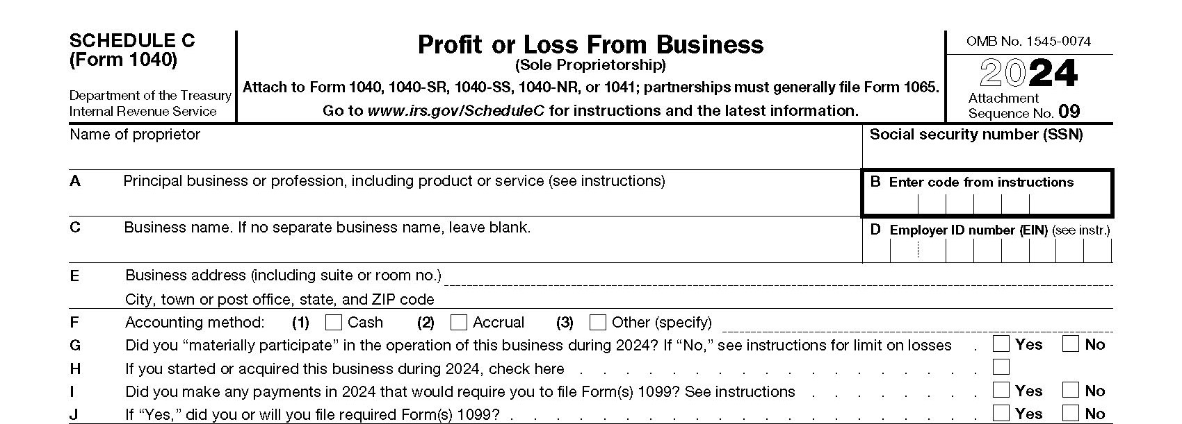 Irs Form Schedule C 1040