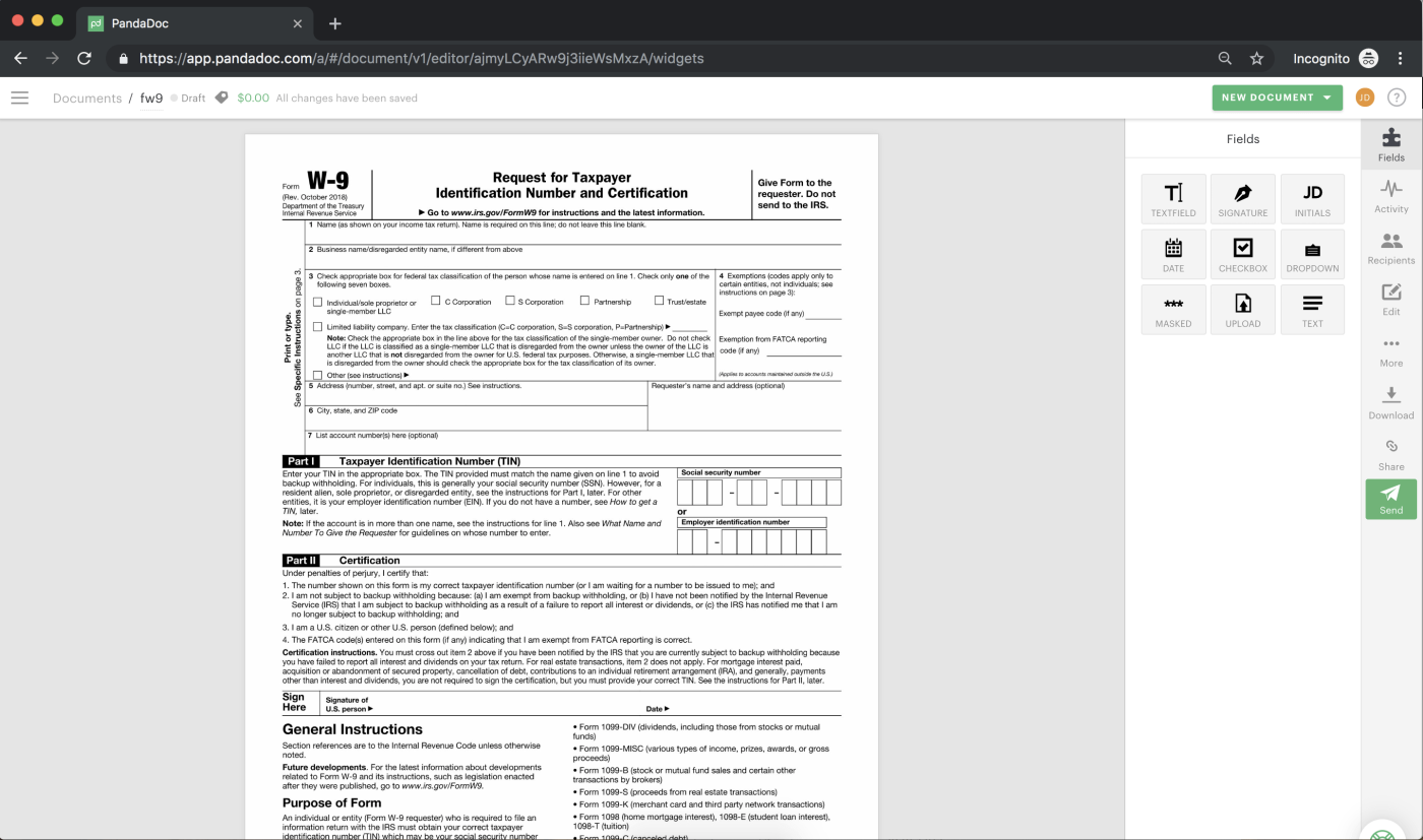 W9 Form Editable