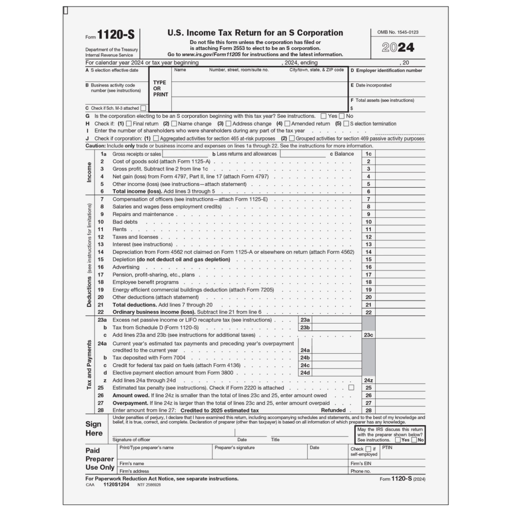 Irs Form K 1 1120s