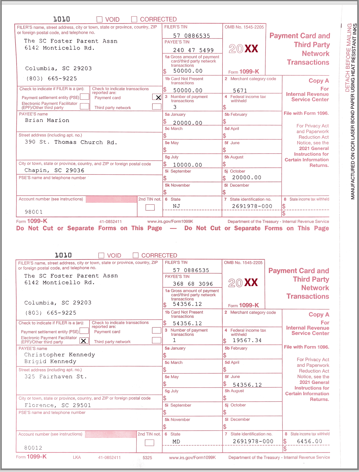 How To Print And File 1099 K Payment Card And Third Party Network 