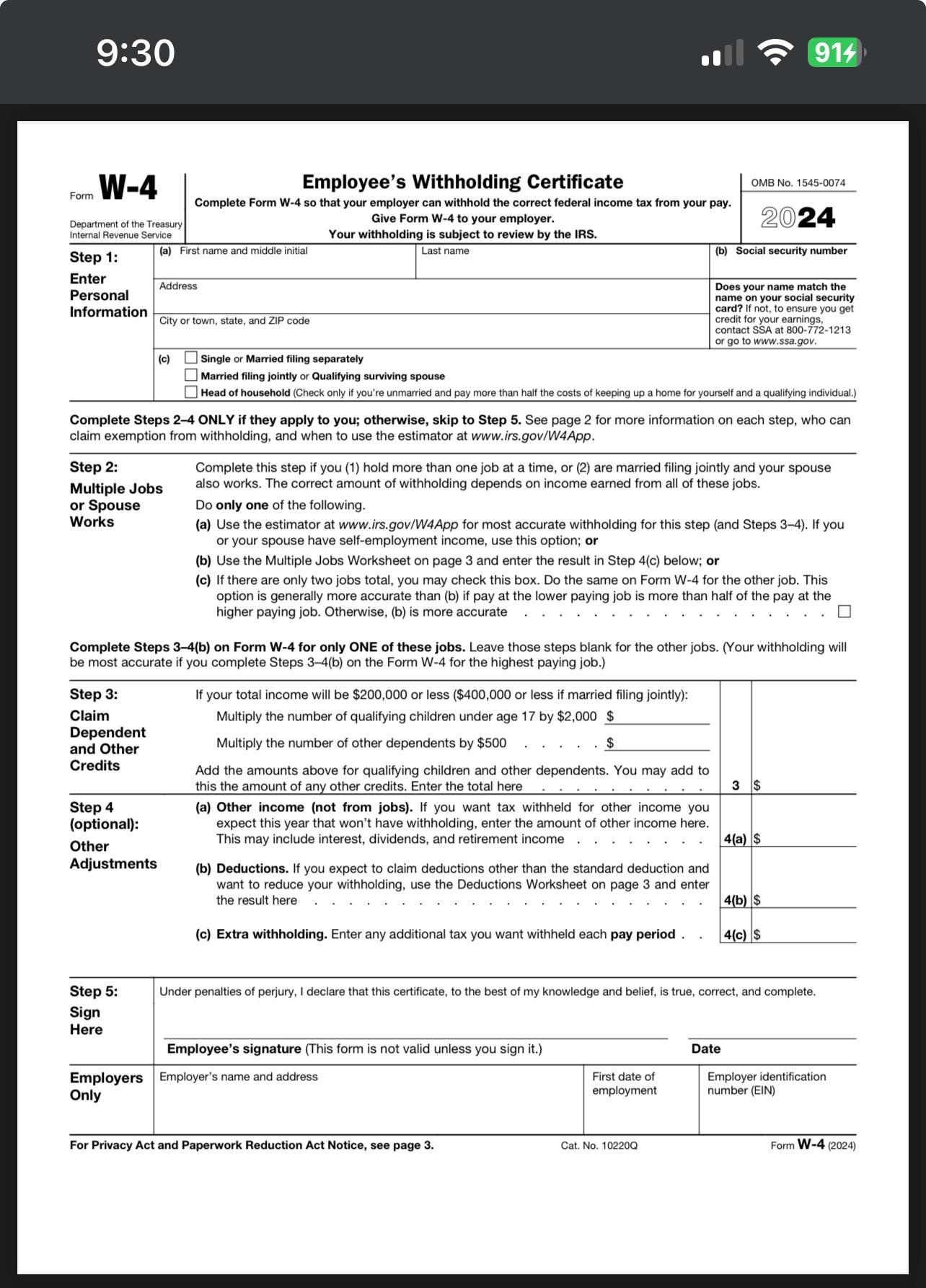 Illinois W 4 Tax Form Printable