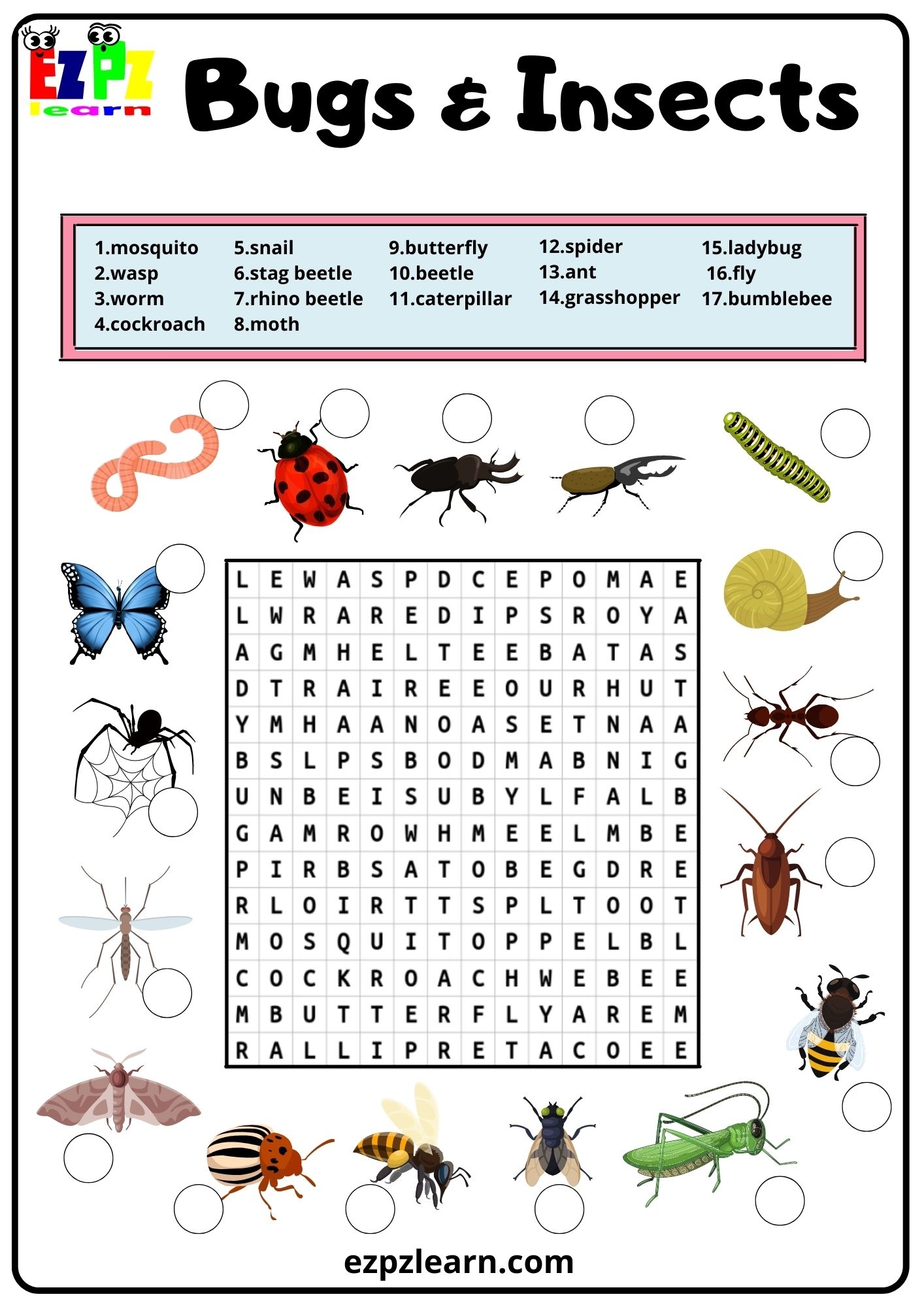 Insects Worksheet For Kids