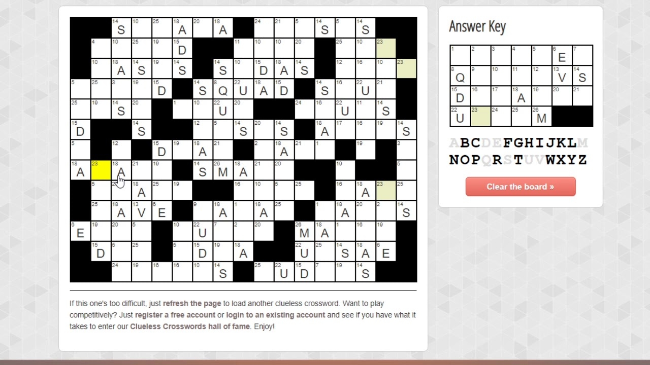 Printable Clueless Crossword Puzzles