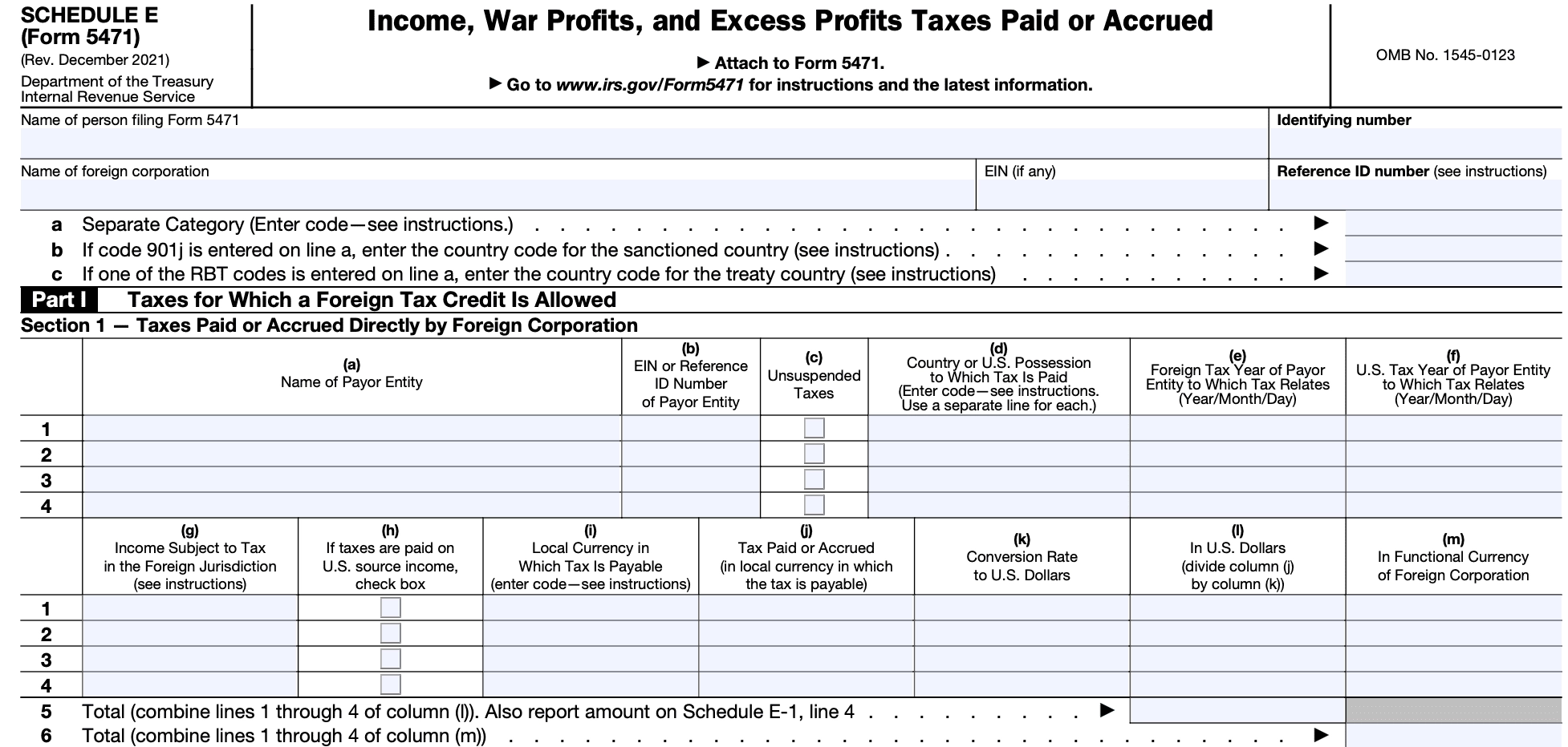 Irs Form 5471 Schedule H-1