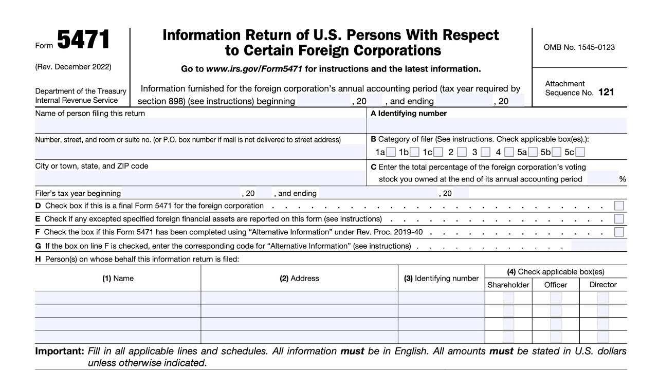 IRS Form 5471 Instructions CFC Tax Reporting For U S Persons