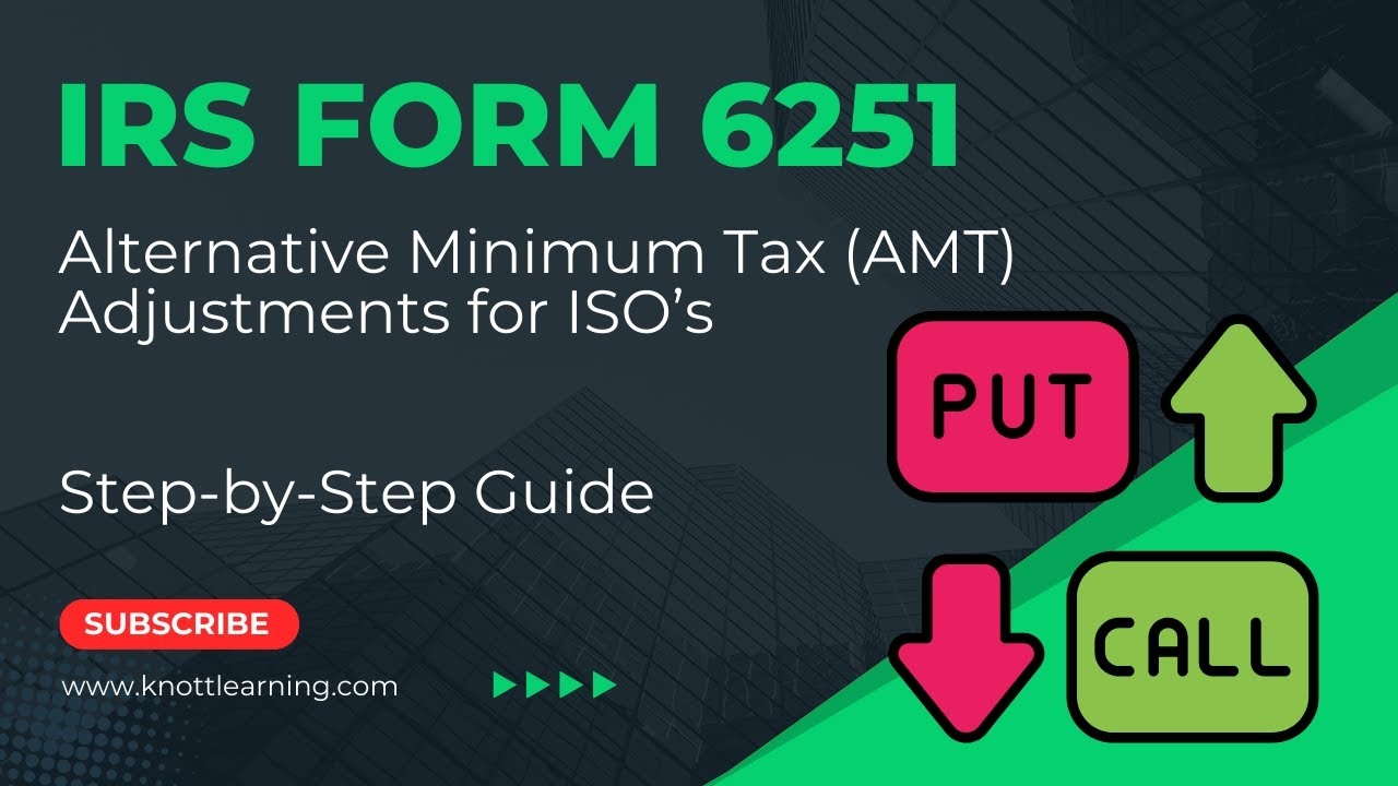 IRS Form 6251 Alternative Minimum Tax AMT For Incentive Stock Options ISO 