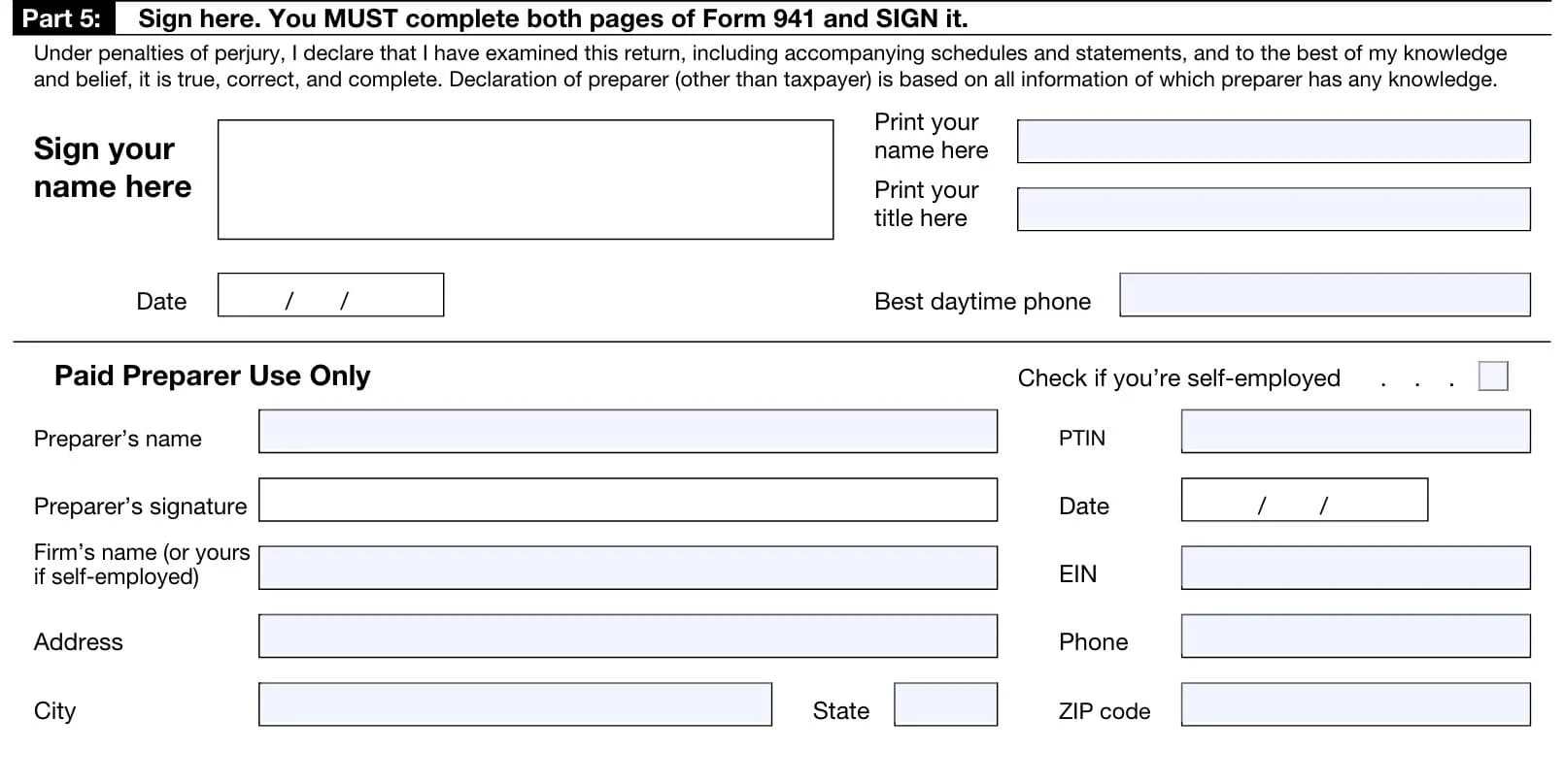 Irs Form 941 2026 Fillable